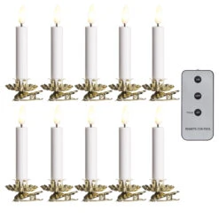 4 Inch Clip On Lighted Candles Set Of 10 - Remote Included