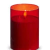 Red Glass Flameless Candle 3.5 Inch X 5 Inch Ivory Pillar - Remote Ready -Home Decoration Onsale 4324045 t