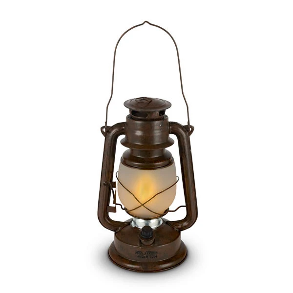 11 Inch FireGlow LED Hurricane Lantern - Rustic Brown 4 11 Inch FireGlow LED Hurricane Lantern - Rustic Brown - Image 2