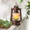 9.5 Inch FireGlow LED Hurricane Lantern - Rustic Brown 2 9.5 Inch FireGlow LED Hurricane Lantern - Rustic Brown -Home Decoration Onsale 44141 glam shot