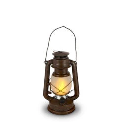 9.5 Inch FireGlow LED Hurricane Lantern - Rustic Brown 5 9.5 Inch FireGlow LED Hurricane Lantern - Rustic Brown -Home Decoration Onsale 44141 main image