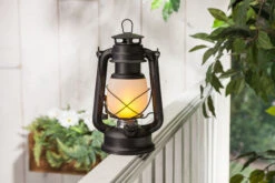 11 Inch FireGlow LED Hurricane Lantern - Matte Black