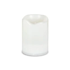 Solar Outdoor White Resin Candle 3 X 4 Inch - Heavy Weighted Base -Home Decoration Onsale 44592 white
