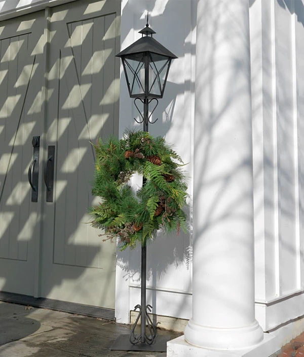 5.6 Feet Iron And Glass Candle Lantern And Wreath Holder 3 5.6 Feet Iron And Glass Candle Lantern And Wreath Holder