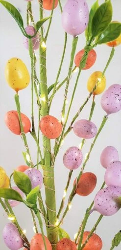 24 Inch Battery Operated Speckeled Easter Egg Lighted Tree - 50 Warm White Micro Lights