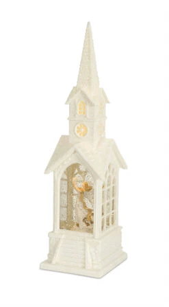 Angel Lighted Water Church In Swirling Glitter - 16.25 Inch -Home Decoration Onsale 72827 angel in church main image