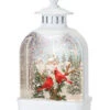 White Lighted Water Lantern With Cardinals And Town Scene Snow Globe - 10.5 Inch -Home Decoration Onsale 80773 main