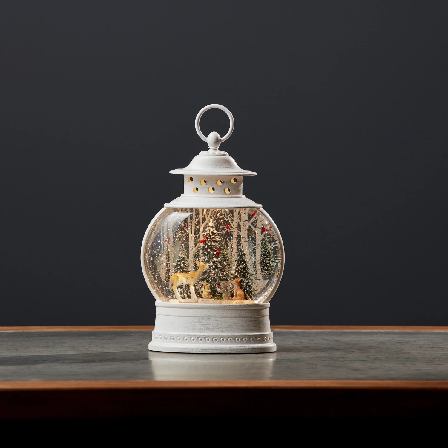 Deer With Forest Animals Snow Globe In White Water Lantern 4 Deer With Forest Animals Snow Globe In White Water Lantern - Image 2