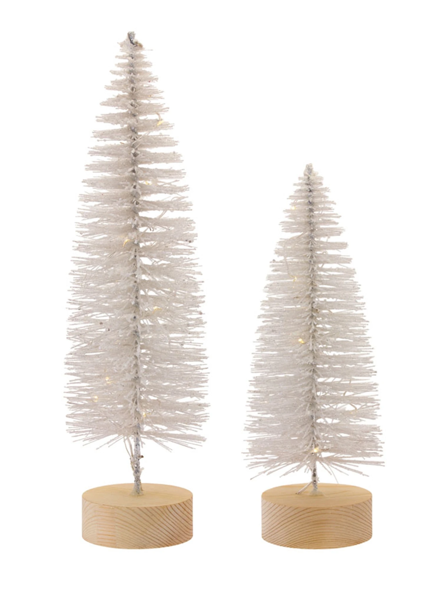 Lighted Bottle Brush Trees Battery Operated - Set Of 2 White 10.75 Inch 6 Lighted Bottle Brush Trees Battery Operated - Set Of 2 White 10.75 Inch - Image 4