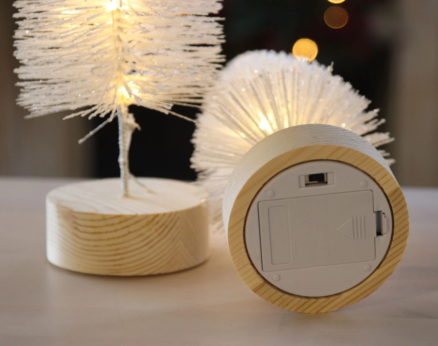 Lighted Bottle Brush Trees Battery Operated - Set Of 2 White 10.75 Inch 4 Lighted Bottle Brush Trees Battery Operated - Set Of 2 White 10.75 Inch - Image 2