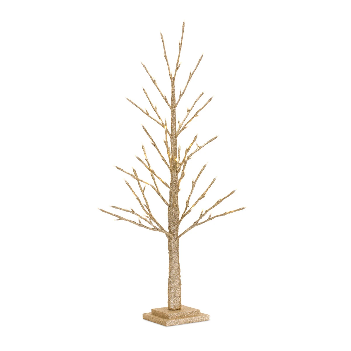 3 Foot Electric Gold Glitter LED Twig Tree - Warm White Lights