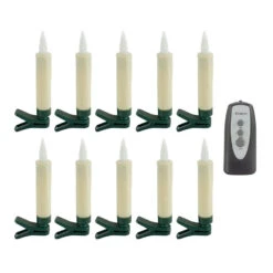 Clip On Christmas Tree Taper Candle / Window Candle Battery Operated Set-10 With Remote Control -Home Decoration Onsale 84587 10