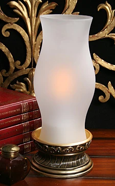 Antique Gold Base Hurricane 14 Inches
