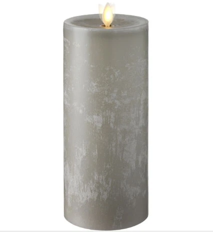 Moving Flame Candle 9 Inch Grey Flat Top Chalk Finish Timer - Remote Ready 3 Moving Flame Candle 9 Inch Grey Flat Top Chalk Finish Timer - Remote Ready
