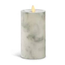 Luminara 6.5 Inch Marble Moving Flame Pillar Remote Ready
