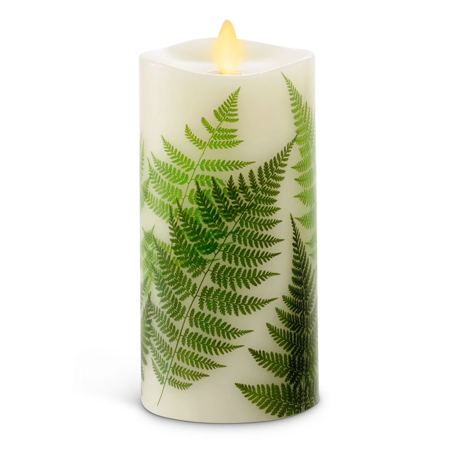 Luminara 6.5 Inch Fern Decal Moving Flame Pillar Remote Ready 3 Luminara 6.5 Inch Fern Decal Moving Flame Pillar Remote Ready