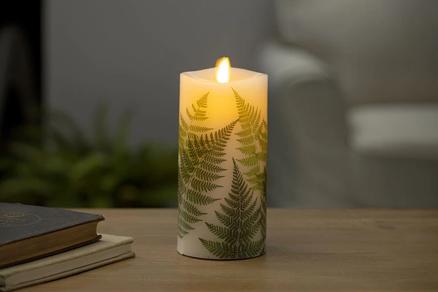 Luminara 6.5 Inch Fern Decal Moving Flame Pillar Remote Ready 4 Luminara 6.5 Inch Fern Decal Moving Flame Pillar Remote Ready - Image 2