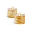 Set Of 2 Ivory Birch Wrapped Unscented Luminara Moving Flame Tealights -Home Decoration Onsale 994160
