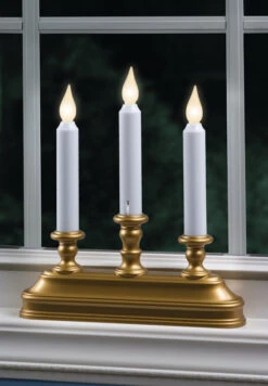 Antique Gold 3-Tier Battery Operated Window Candle