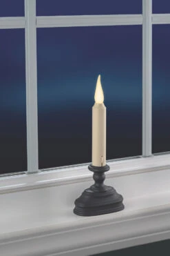 Warm White Christmas Window Candle With Timer Aged Bronze Finish