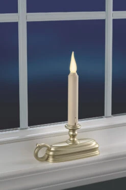 Warm White Window Candle - Pewter Finish