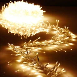 19.6 Foot Christmas Cluster Lights With 600 Warm White LED Garland - Clear Wire - Remote Control RAZ