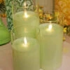 Light Green Moving Flame Glass Pillar Candles - Set Of 3 | 5,6,7 Inch With Remote -Home Decoration Onsale LC3310 green
