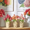 Real Touch Potted Tulips Assorted 3 Wrapped In Paper - 10 Inch -Home Decoration Onsale assorted tulips