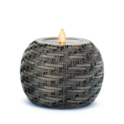 Luminara Round Embossed Basket Weave Candle 4.5 X 4 Remote Ready