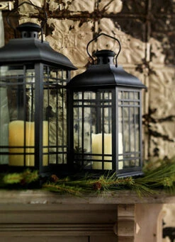 Set Of 3 Rubbed Oil Bronze Candle Lanterns - 14 - 17 - 20 Inch