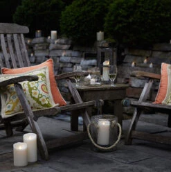 Outdoor Moving Flame Ivory Resin Battery Operated Candle 7 Inch - Timer Remote Ready -Home Decoration Onsale blank image 2