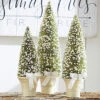 Set Of 3 Potted Bottle Brush Trees With White Berries -Home Decoration Onsale bottle brush trees 3