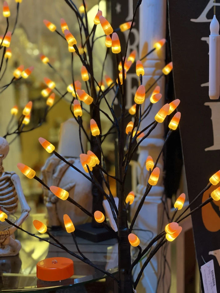 Battery Operated 2.5 Foot Lighted Halloween Candy Corn Tree - NEW 2023
