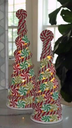Lighted Candy Glitter Cone Tree - Battery Operated 11.75 -Home Decoration Onsale candy tree two sizes