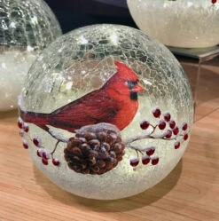 Lighted Crackle Glass Cardinal - 6 Inch Battery Operated -Home Decoration Onsale cardinal glass globe 6 inch