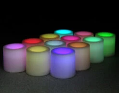 Tall Tea Lights - With Recessed Color Changing LED - Super Bright Set Of 12 -Home Decoration Onsale cc tall recesed tealight