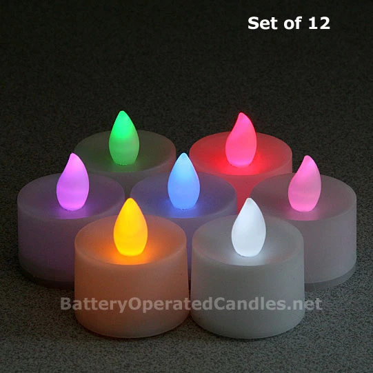Flameless Color Changing LED Battery Operated - Set Of 12 3 Flameless Color Changing LED Battery Operated - Set Of 12
