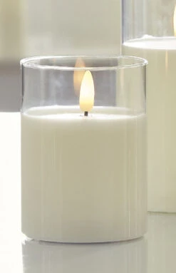 Clear Glass Flameless Candle 3 Inch X 4 Inch Ivory Pillar - Remote Ready
