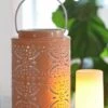 Rechargeable Lantern With Fire Glow Light Unit 12 Inch Coral Enamel 2 Rechargeable Lantern With Fire Glow Light Unit 12 Inch Coral Enamel -Home Decoration Onsale coral 1 fireglow