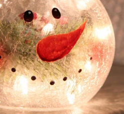 Lighted Crackle Glass Snowman - 8 Inch Electric -Home Decoration Onsale crackle snowman detail