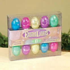 Easter Egg String Lights Indoor Outdoor - 10 Lit Multi Color Eggs