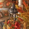 12 Inch Lighted Harvest Lantern With LED Candle And Floral Accents - Timer