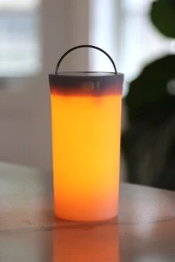 Rechargeable Lantern With Fire Glow Light Unit 12 Inch Coral Enamel -Home Decoration Onsale fire glow handle 2