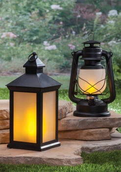 11 Inch FireGlow LED Hurricane Lantern - Matte Black -Home Decoration Onsale fireglow lanterns variety of styles