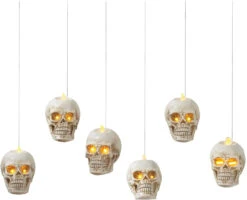 Lighted Hanging Skulls Set Of Six With Remote Control Indoor-Outdoor -Home Decoration Onsale floating skuls main