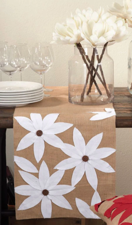 Poinsettia Natural Jute Runner 16 X 72 By Saro 3 Poinsettia Natural Jute Runner 16 X 72 By Saro