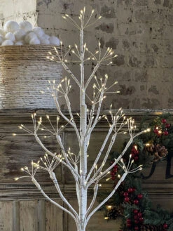 Battery Operated Tabletop Birch Tree - 160 Warm White LED Fairy Lights -Home Decoration Onsale flower top tree close