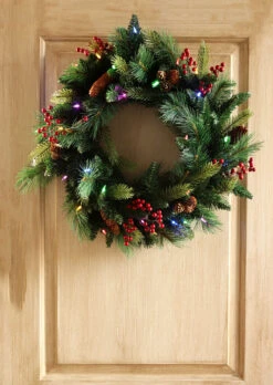 Outdoor Safe Christmas Wreath - Battery Operated Timer - Color Select Warm White Or Multi Color -Home Decoration Onsale ghh multi color wreath