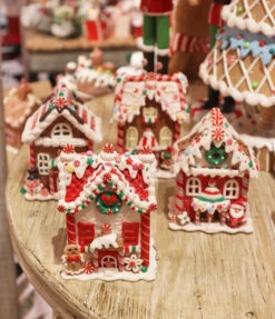Battery Operated Lighted Clay Dough Gingerbread Houses Set Of 4 Assorted -Home Decoration Onsale gingerbread light up houses
