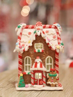 Battery Operated Lighted Clay Dough Gingerbread Houses Set Of 4 Assorted -Home Decoration Onsale gingerbread main 4